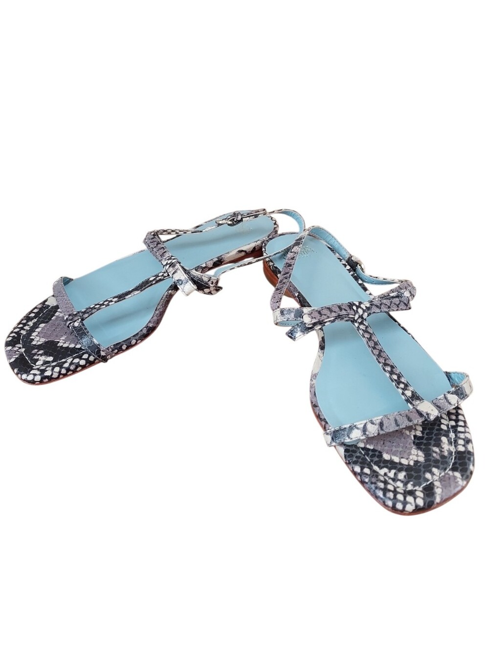 Frances Valentine Lily Snake Print Sandals 7